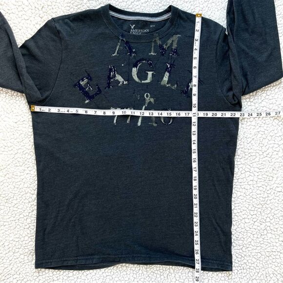 Y2K AE Outfitters Dark Gray Long Sleeve Graphic Men’s Tee T Shirt SZ XL - Picture 4 of 9